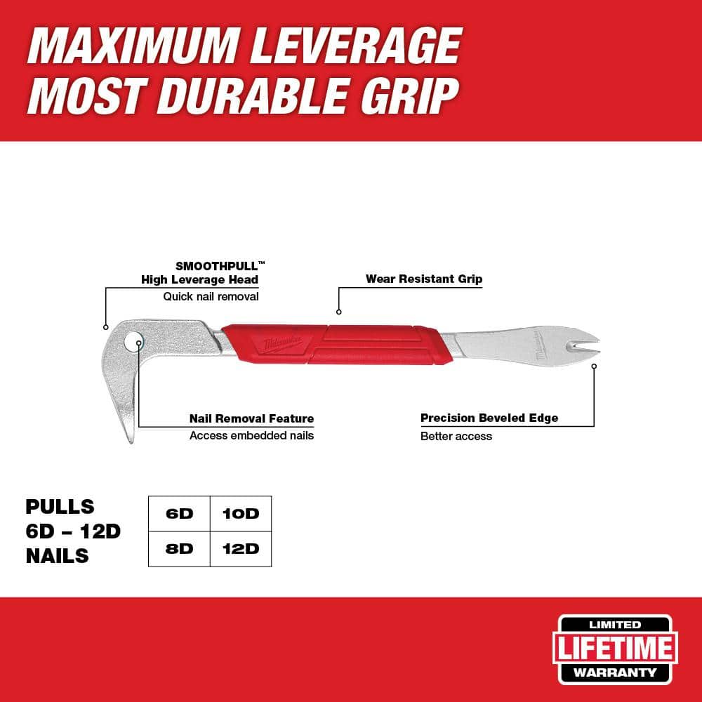 Milwaukee 12 in. Pry Bar and 9 in. Nail Puller with Dimpler (2-Piece) (3)