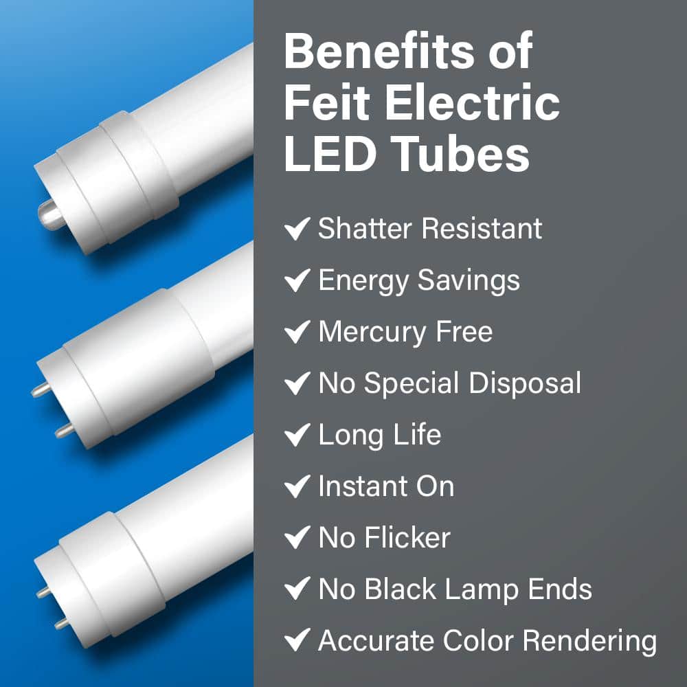 Feit Electric 6-Watt 12 in. T5 G5 Type A Plug and Play Linear LED Tube Light Bulb, Daylight Deluxe 6500K (4)