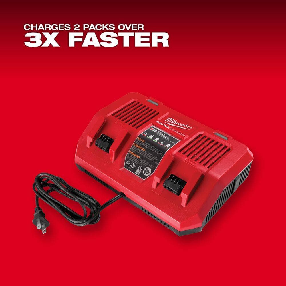 Milwaukee M18 18-Volt Lithium-Ion Dual Bay Rapid Battery Charger with M18 XC 5.0Ah Battery Pack (3)