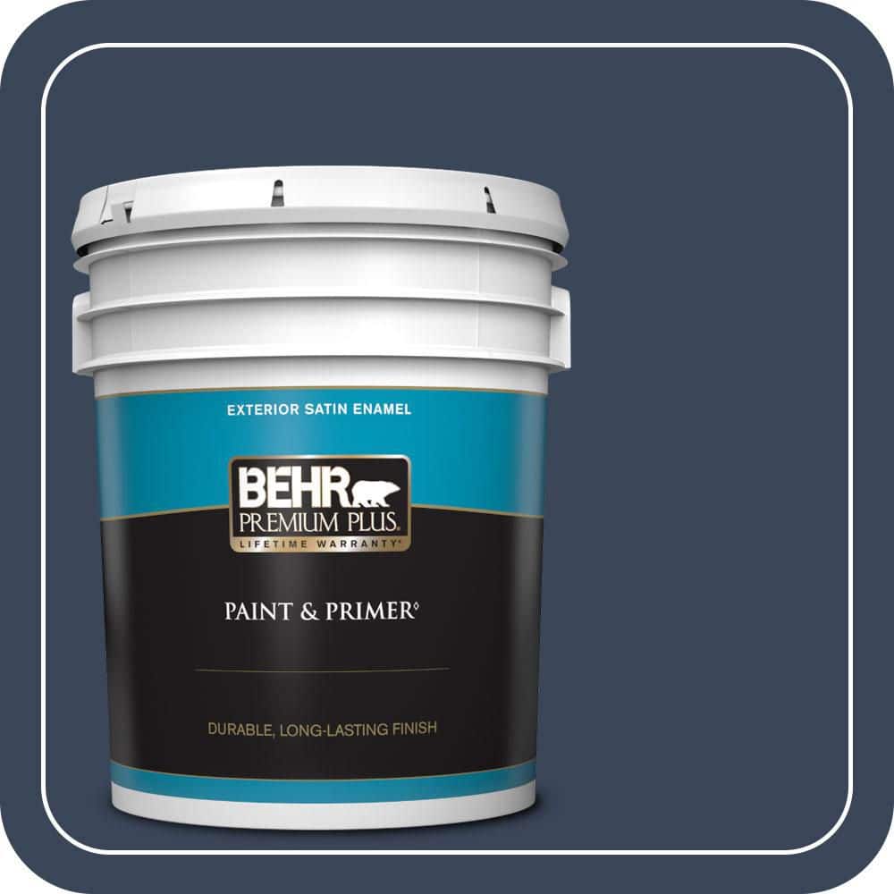BEHR PREMIUM PLUS 5 gal. #590F-7 Peaceful Night Satin Enamel Exterior Paint & Primer