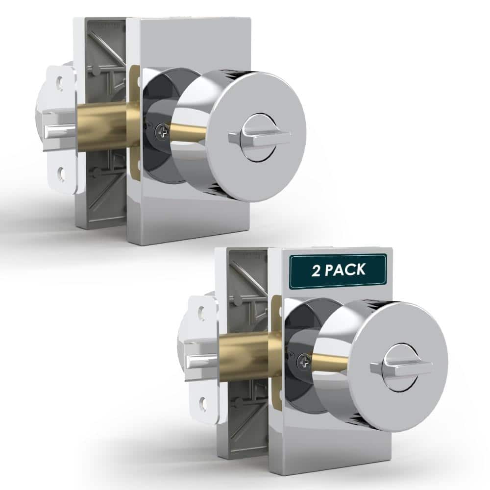 Mega Handles Laura Entry Door Handles - 2 Pack Reversible Silver Door Handles - Polished Chrome