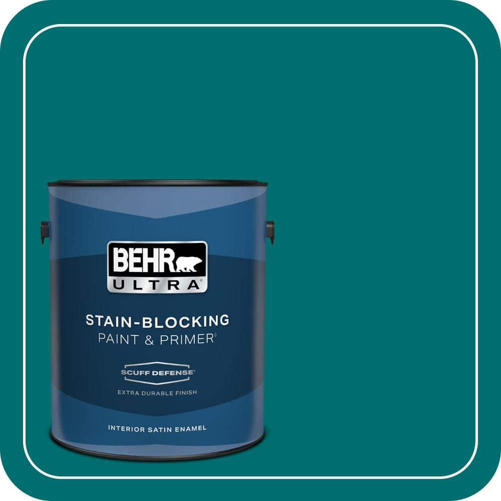 BEHR ULTRA 1 gal. #P460-7 Caribbean Current Extra Durable Satin Enamel Interior Paint & Primer