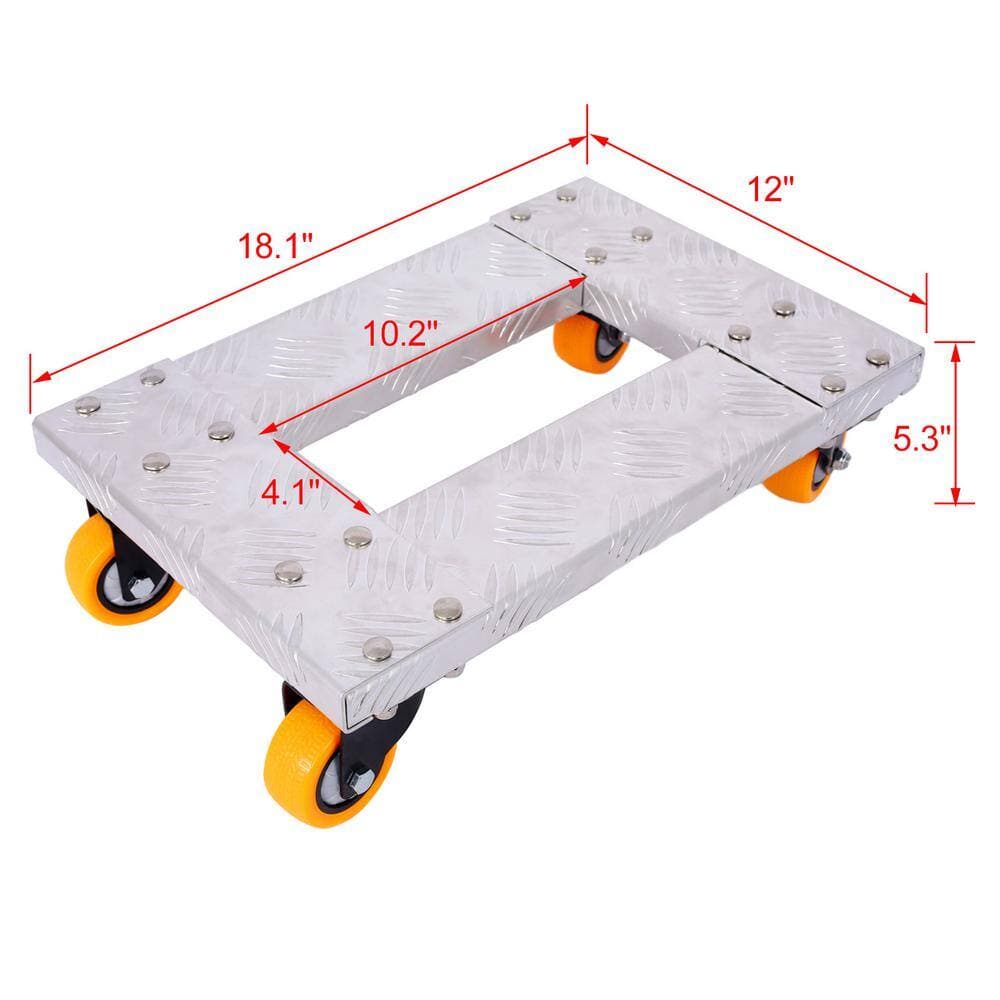 Amucolo 800 lbs. Capacity Heavy-Duty Aluminum Movers Dolly Furniture Dolly Trolley Cart, TPU Casters with Brake Option (2)