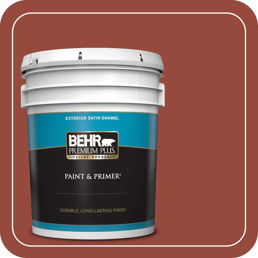 BEHR PREMIUM PLUS 5 gal. #MQ1-24 Smokin Hot Satin Enamel Exterior Paint & Primer