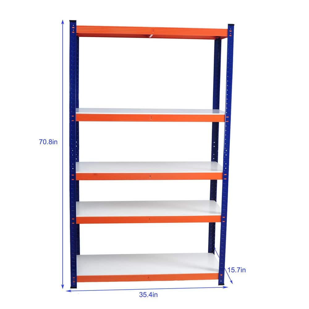 Tatayosi 35.4 in. W x  70.8 in. H x 15.7 in. D Heavy Duty Iron Garage Storage Shelves Rectangular Bathroom Storage Shelf in Blue (3)