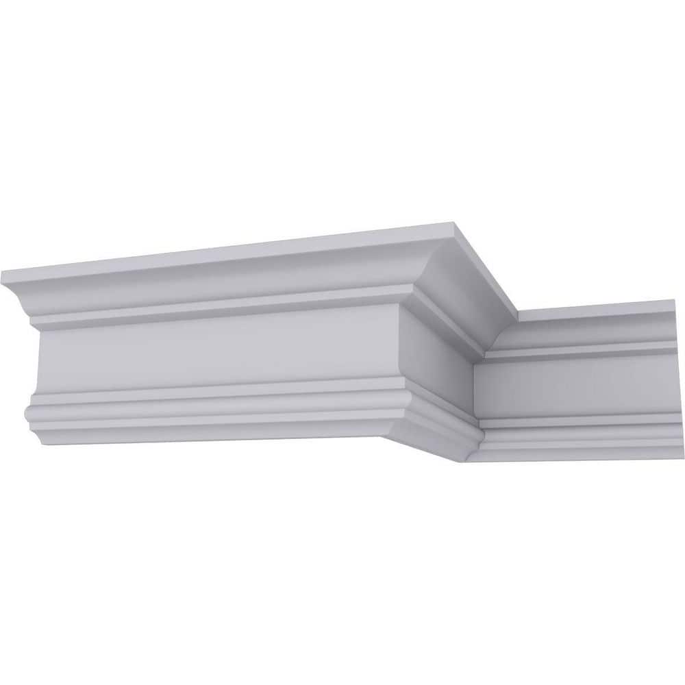 Ekena Millwork 4 in. H x 2-1/4 in. P x 4-1/2 in. F x 94-1/2 in. L Polyurethane Holmdel Traditional Smooth Crown Moulding (12-Pack) (1)