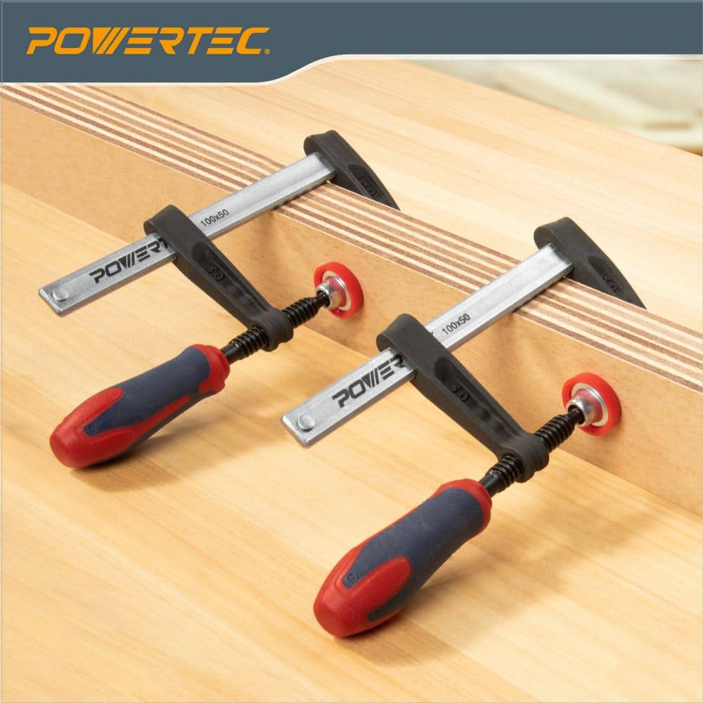 ‎POWERTEC 4 in. 300 lbs. F Clamp Set, Heavy Duty F Style Bar Clamps for Woodworking (4-Pack) (2)