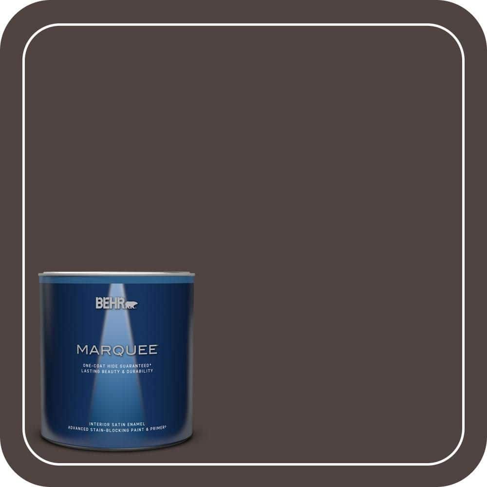BEHR MARQUEE 1 qt. #QE-24 Manchester Brown Satin Enamel Interior Paint & Primer