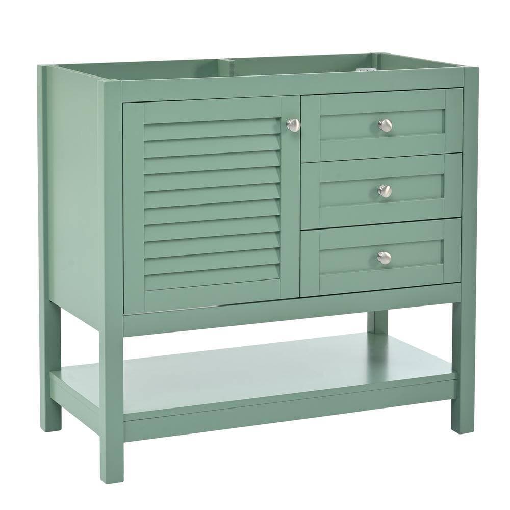 Lycvki 35.03 in. W x 17.91 in. D x 33.07 in. H Bath Vanity Cabinet without Top with 2-Drawers and Soft Closing Doors in Green (2)