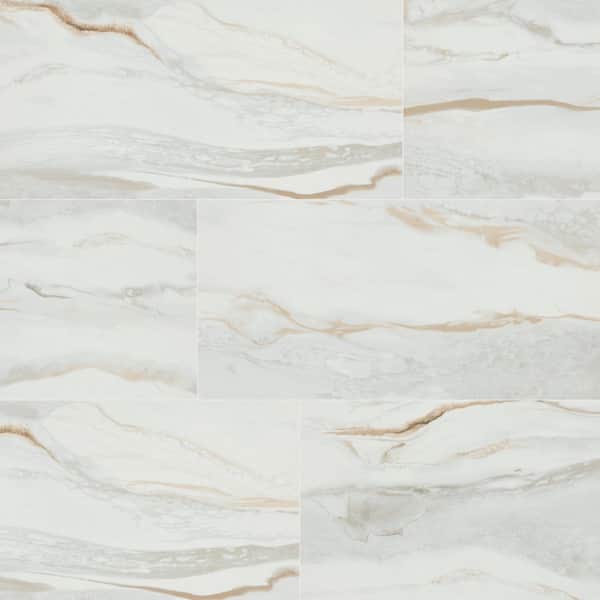 MSI Delle Ondas Rectangle 16 in. x 32 in. Polished Beige Porcelain Marble Look Floor and Wall Tile (14.2 sq. ft./Case)