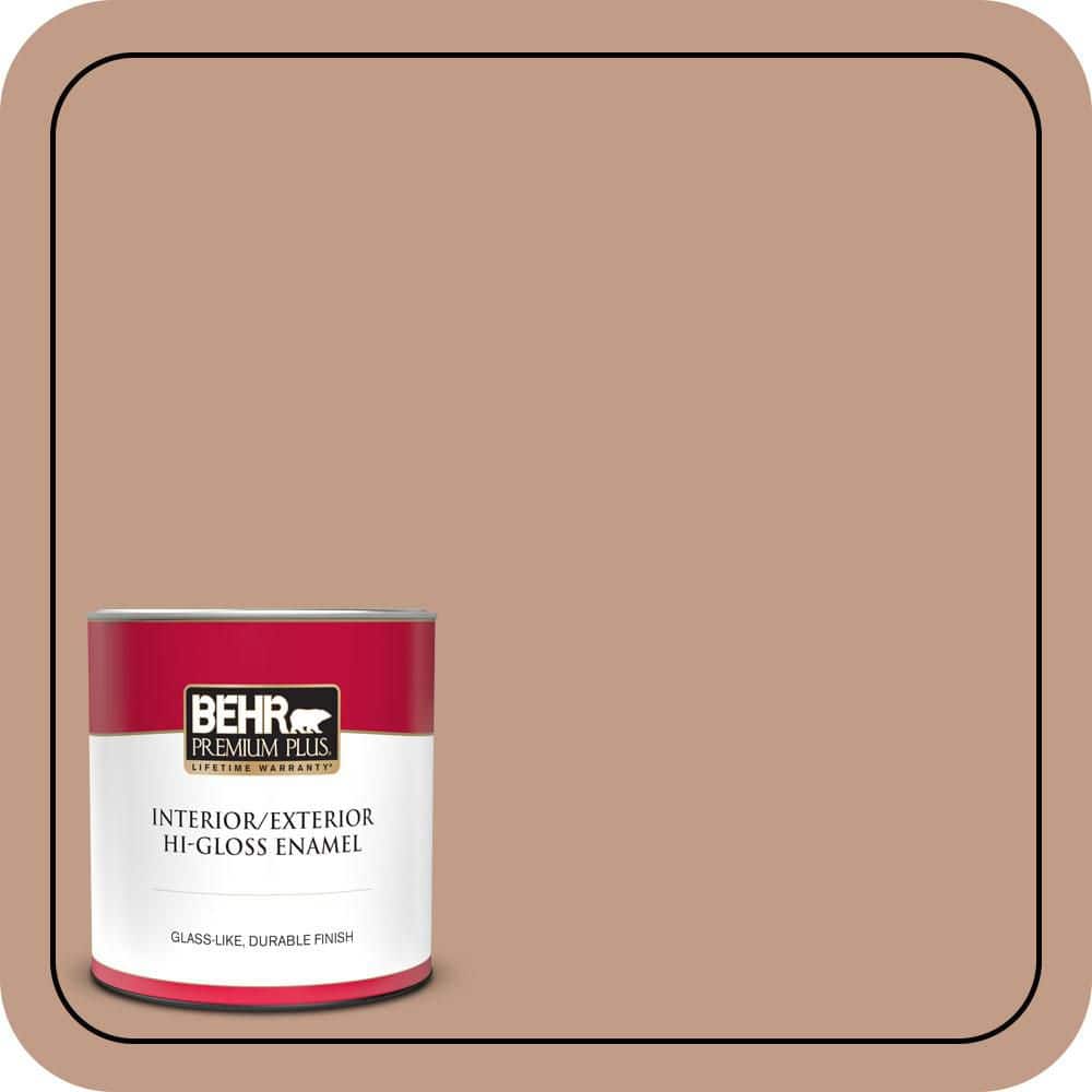 BEHR PREMIUM PLUS 1 qt. #S200-4 Chestnut Bisque Hi-Gloss Enamel Interior/Exterior Paint & Primer (1)
