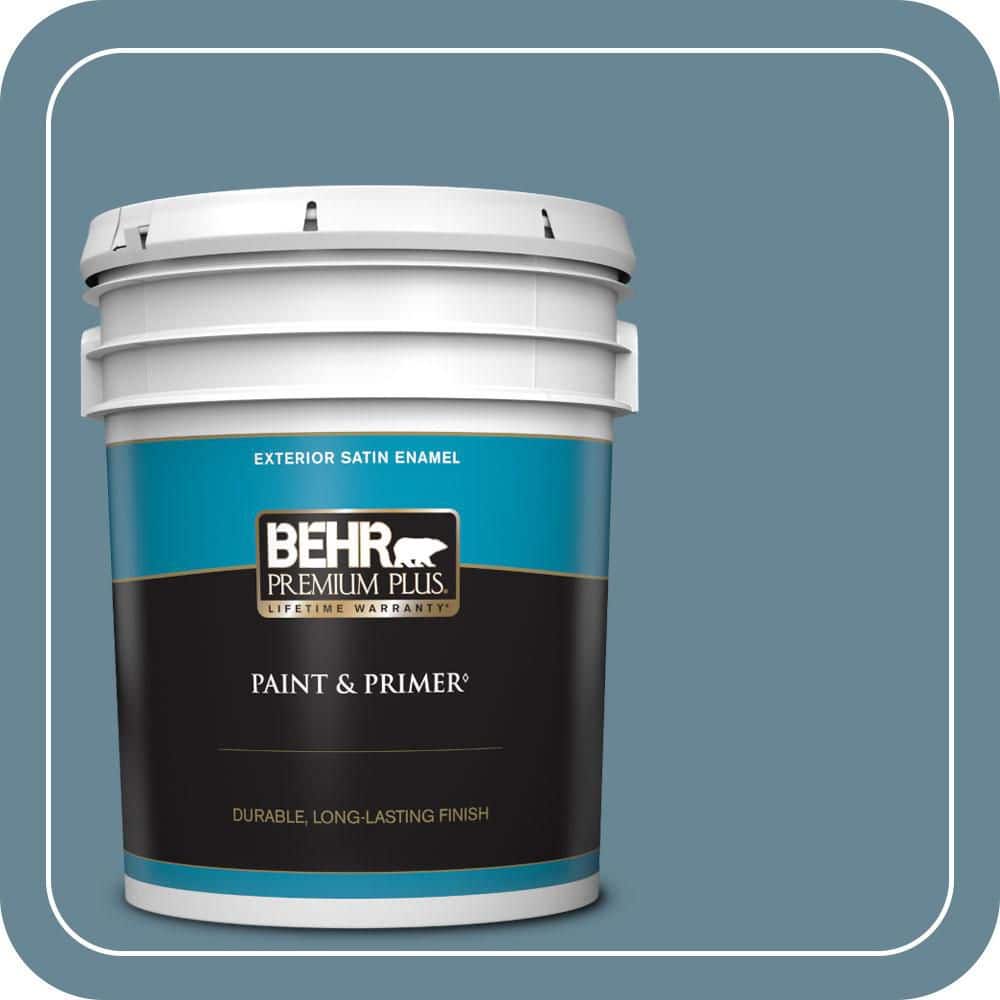 BEHR PREMIUM PLUS 5 gal. #MQ5-60 South Pacific Satin Enamel Exterior Paint & Primer