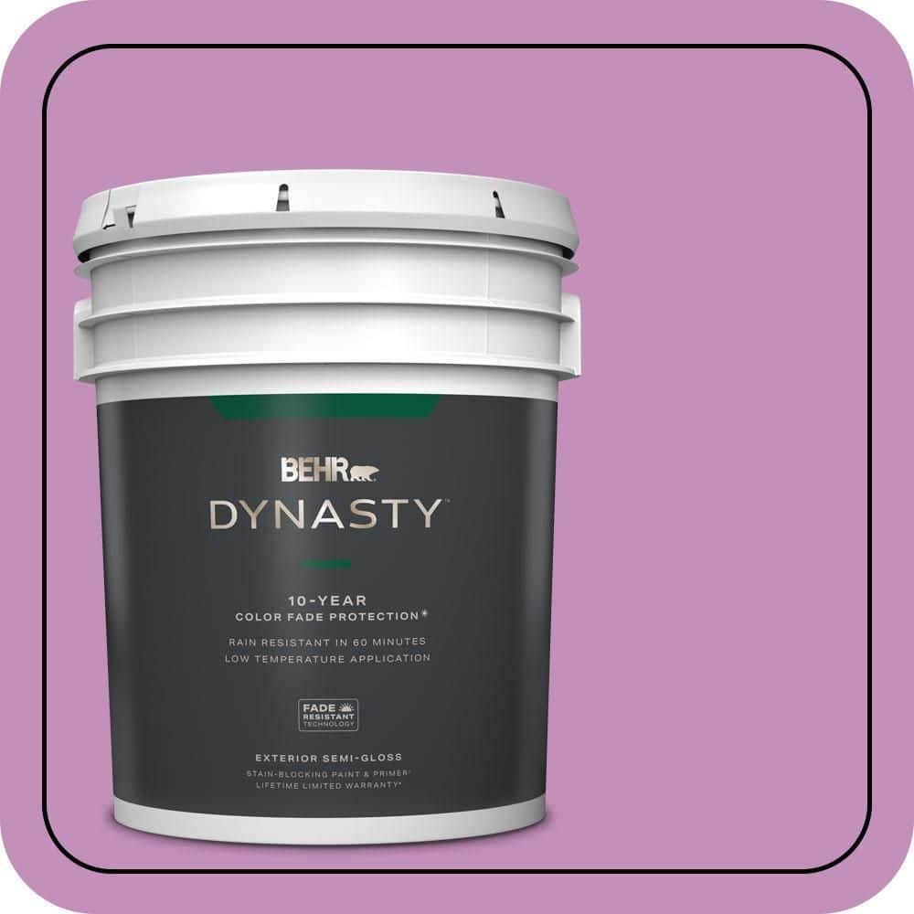 BEHR DYNASTY 5 gal. #670B-5 Pretty Petunia Semi-Gloss Enamel Exterior Stain-Blocking Paint & Primer