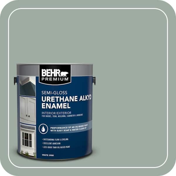 BEHR PREMIUM 1 gal. #AE-39 Danger Isle Urethane Alkyd Semi-Gloss Enamel Interior/Exterior Paint (2)
