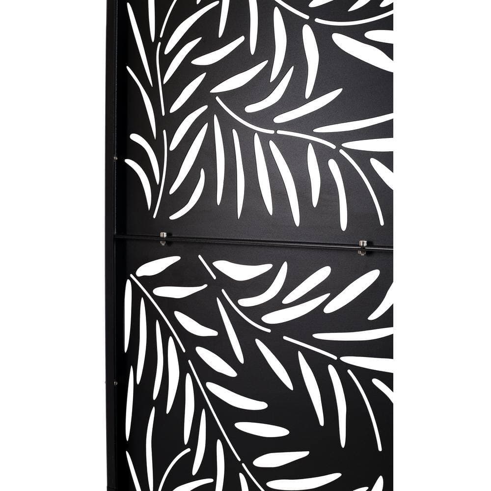 Unbranded 76 in. H x 48 in. W Leaf Hollow Shape Metal Freestanding Decorative Privacy Screen in Black, Outdoor and Indoor (3)