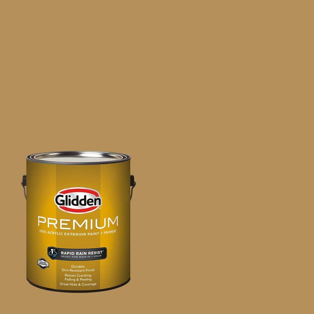 Glidden Premium 1 gal. PPG1091-6 Down to Earth Flat Exterior Latex Paint (1)