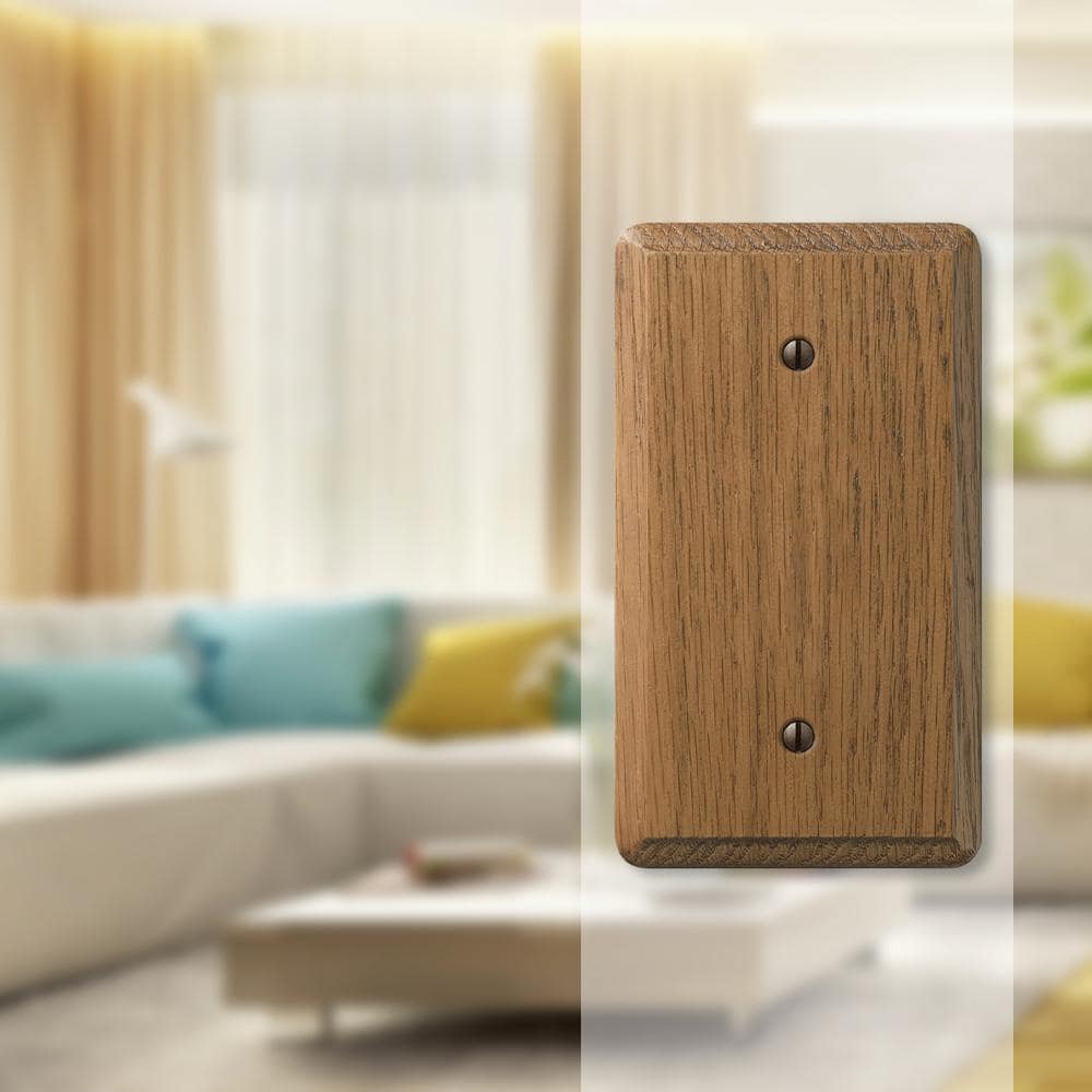 AMERELLE Contemporary 1 Gang Blank Wood Wall Plate - Medium Oak (2)