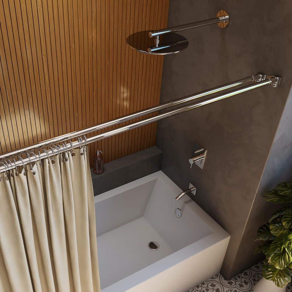 DreamLine Linea 60 in. L Stainless Steel Tarnish Resistant Double Straight Shower Curtain Rod in Chrome (2)