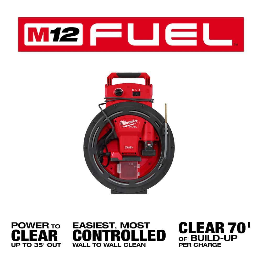 Milwaukee M12 FUEL High-Speed Flexible Shaft Drain Cleaner​ for 1-1/4 "-2" Pipe & M12 65ft Flexible Compact Inspection Camera Kit (2)
