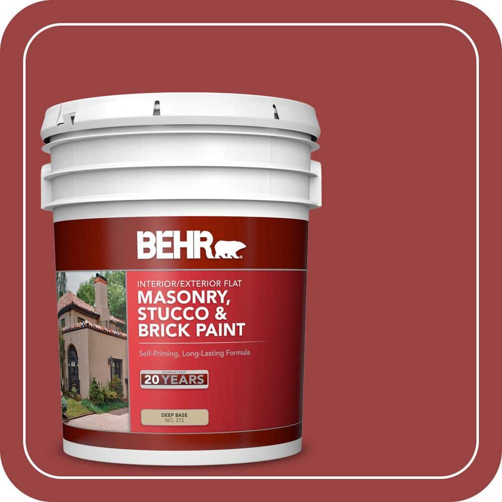 BEHR 5 gal. #MQ1-10 Red My Mind Flat Masonry, Stucco and Brick Interior/Exterior Paint