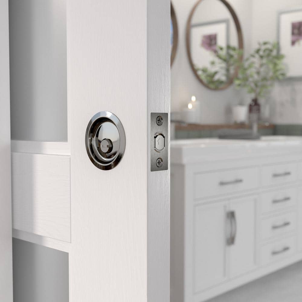 Onward 2-7/16 in. (62 mm) Antique Nickel Round Pocket Door Pull with Privacy Lock (2)