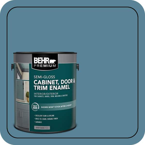 BEHR PREMIUM 1 gal. #S480-5 Blue Moon Bay Semi-Gloss Enamel Interior/Exterior Cabinet, Door & Trim Paint (2)