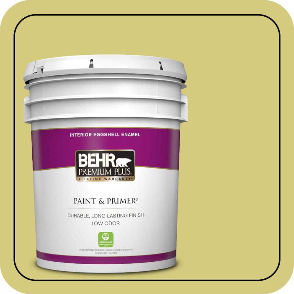 BEHR PREMIUM PLUS 5 gal. #P350-4 Spring Grass Eggshell Enamel Low Odor Interior Paint & Primer