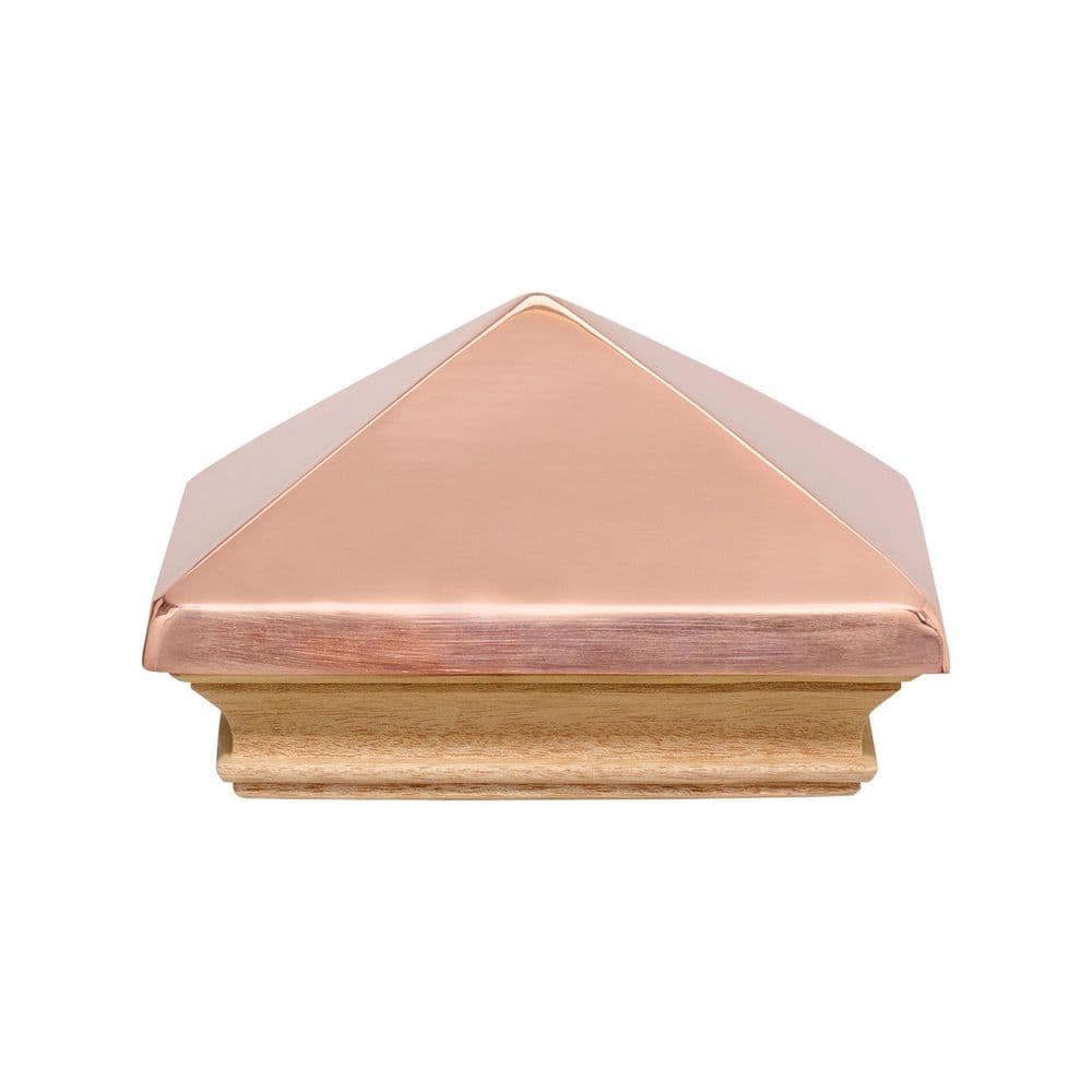 Protectyte Miterless 4 in. x 4 in. Untreated Wood Flat Slip Over Fence Post Cap with Copper Pyramid (1)