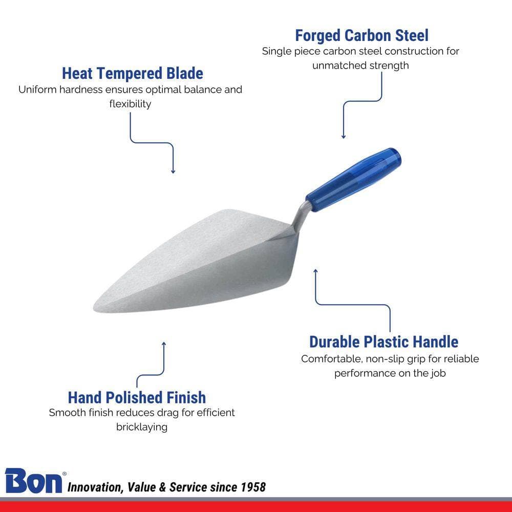 Bon Tool 11-1/2 in. Narrow London Forged Brick Trowel with Plastic Handle (3)
