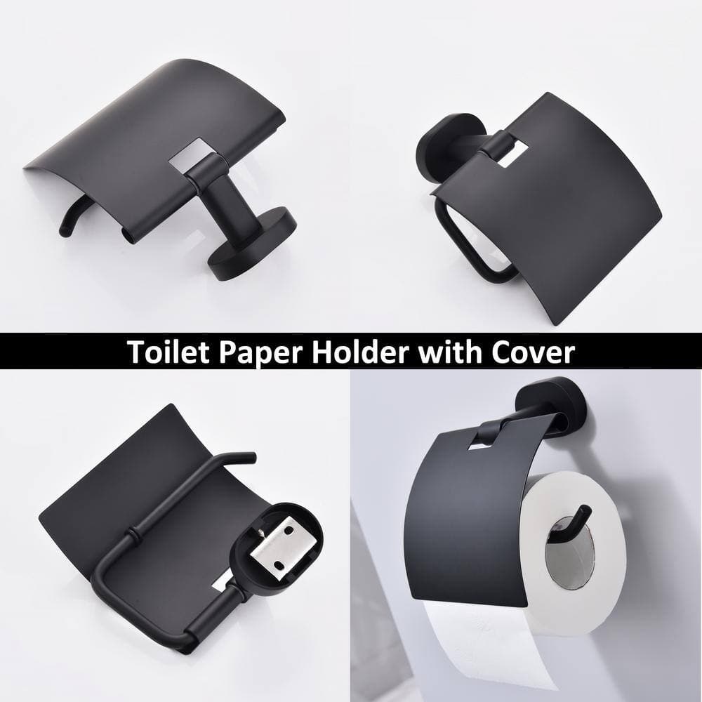 ruiling 2 -Piece Bath Hardware Set with Mounting Hardware in Matte Black (3)