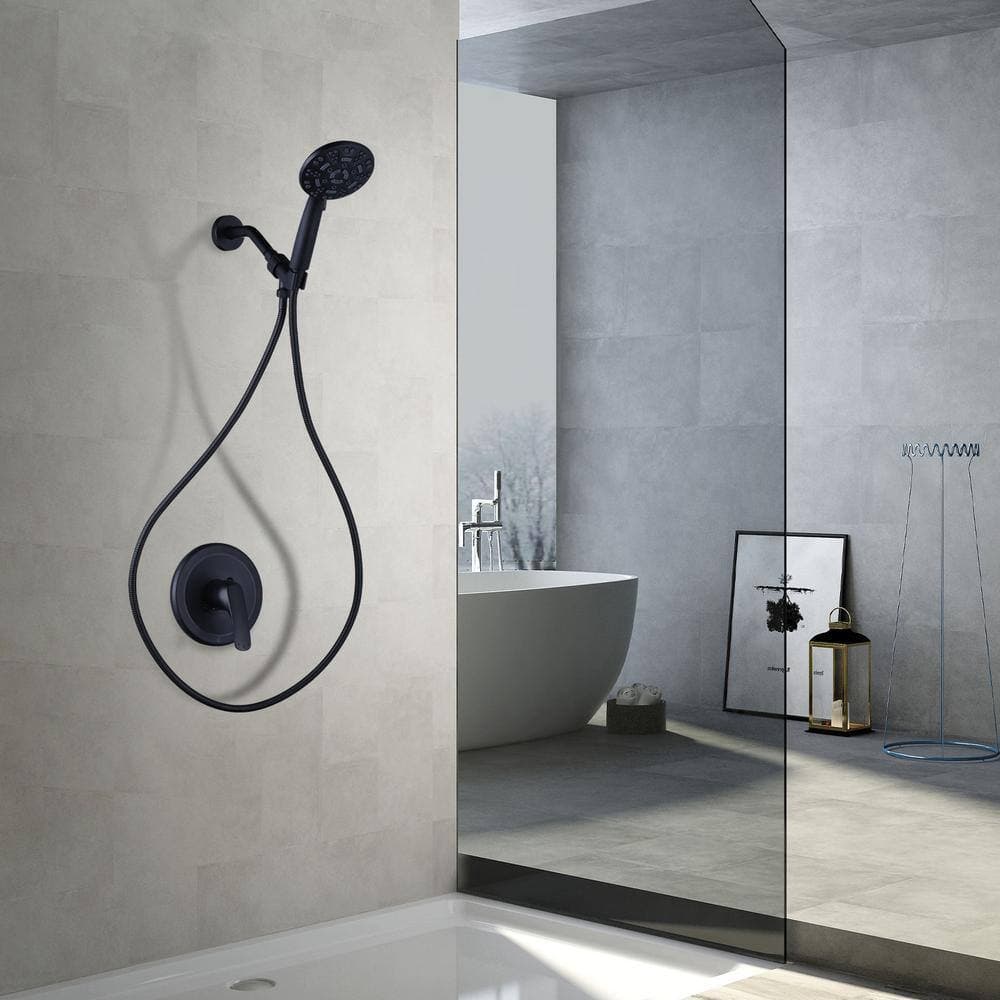 ALEASHA Single Handle 8-Spray Shower Faucet 1.8 GPM with Pressure Balance Valve in Matte Black (2)