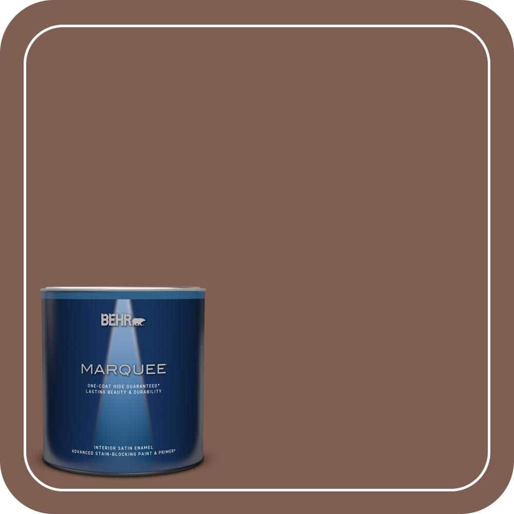 BEHR MARQUEE 1 qt. #N160-6 Spanish Chestnut One-Coat Hide Satin Enamel Interior Paint & Primer