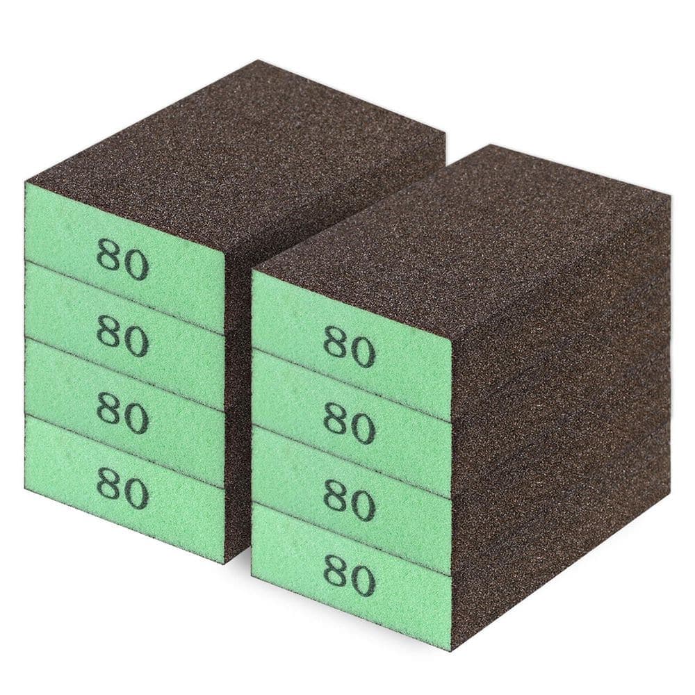 Unbranded 8-Pack 80 Grits Sandpaper Block, High-Density Sponge Sanding Sponge for Wood, Drywall, Metal, Washable and Reusable