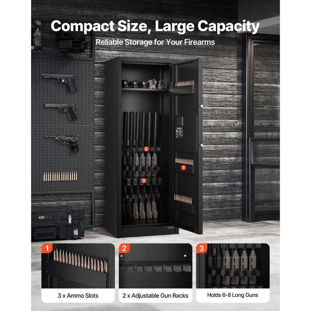 VEVOR 6-8 Gun Safe, Long Gun Cabinet for Rifles and Pistols, Quick Access Rifle Safe with 3-Ammo Slots (Assembly Required) (2)