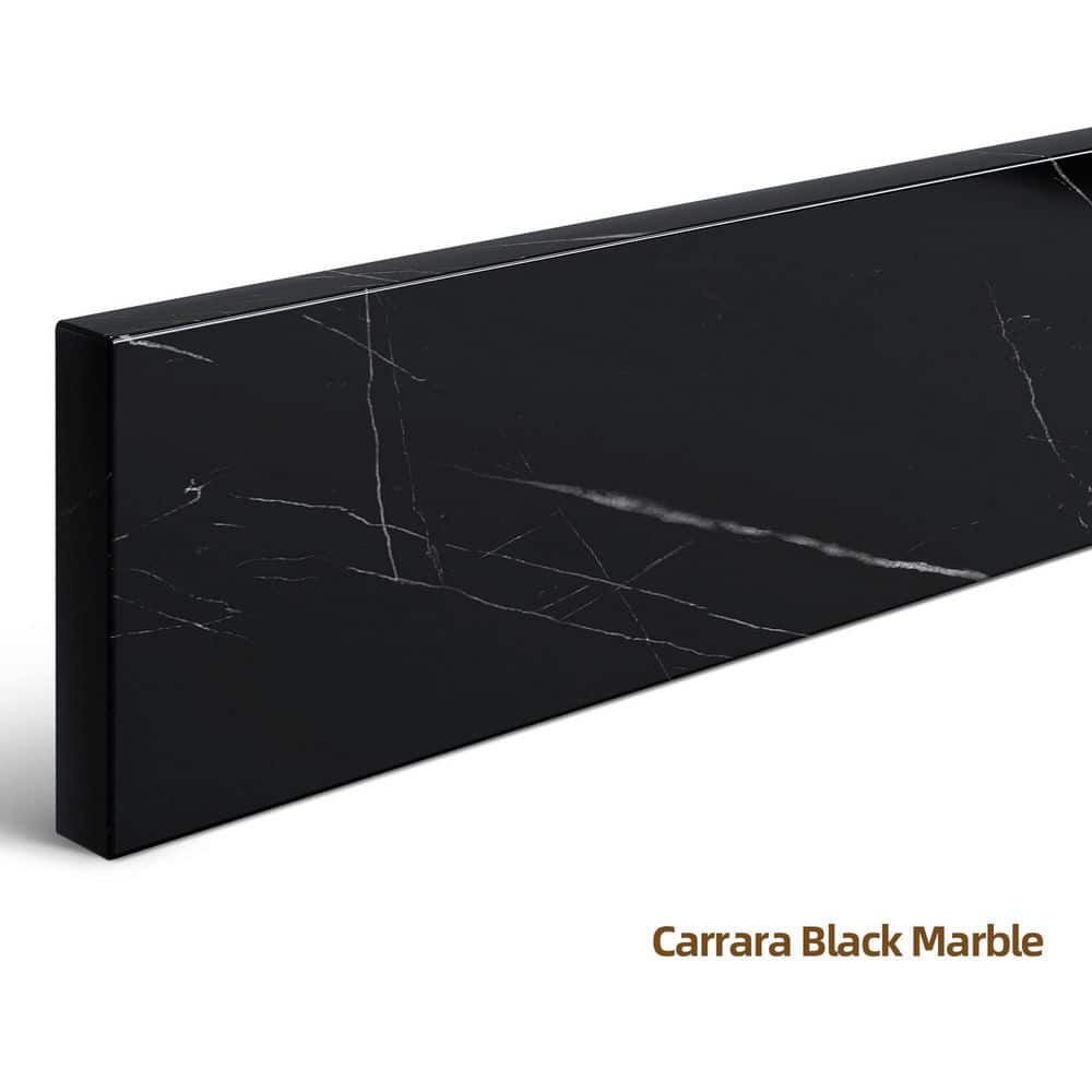 Zeafive 31 in. W Marble Vanity Backsplash for Countertop Threshold for Shower Curb Window Sill Door Transitions in Black (1)
