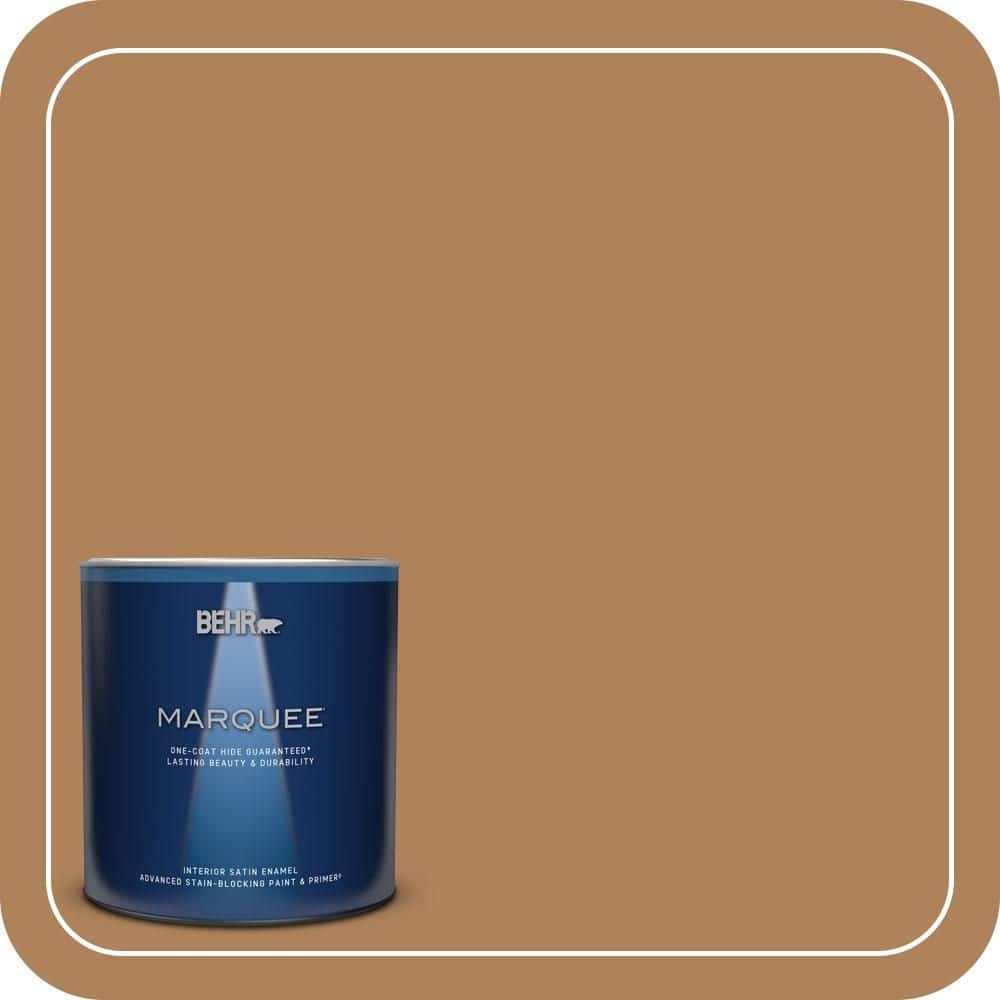 BEHR MARQUEE 1 qt. #S260-6 Circus Peanut Satin Enamel Interior Paint & Primer
