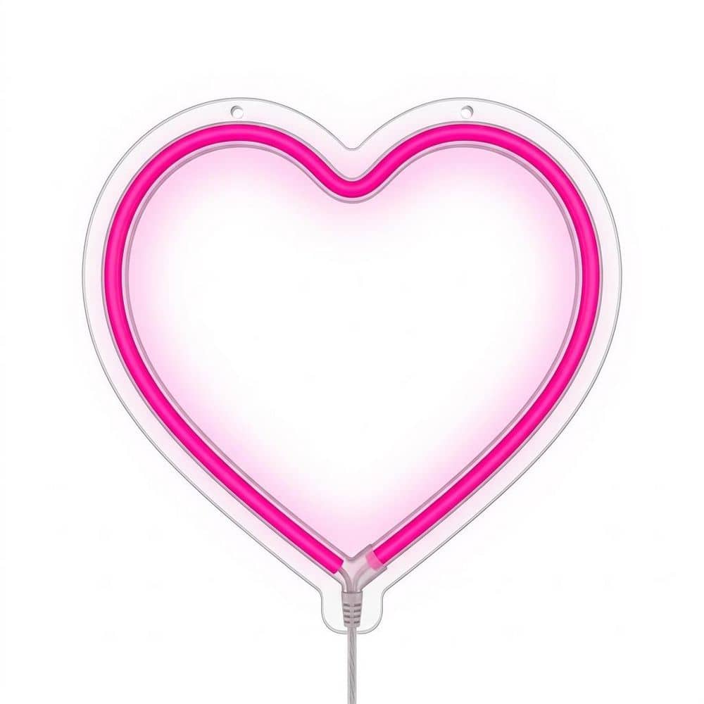 Afoxsos Heart Neon Sign Pink LED Decorative Lamp USB or Battery Powered Table Wall Light for Bedroom Valentines Day Decor
