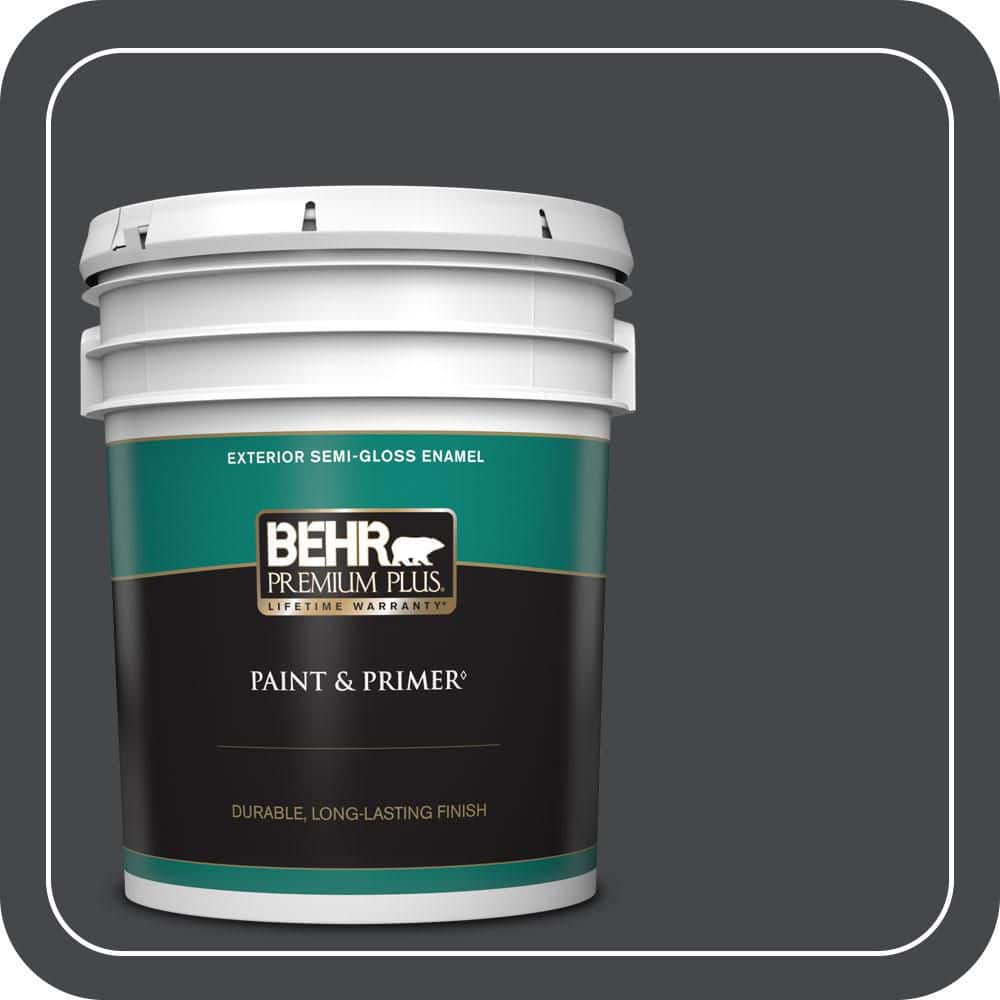 BEHR PREMIUM PLUS 5 gal. #PPU26-23A Dark Secret Semi-Gloss Enamel Exterior Paint & Primer