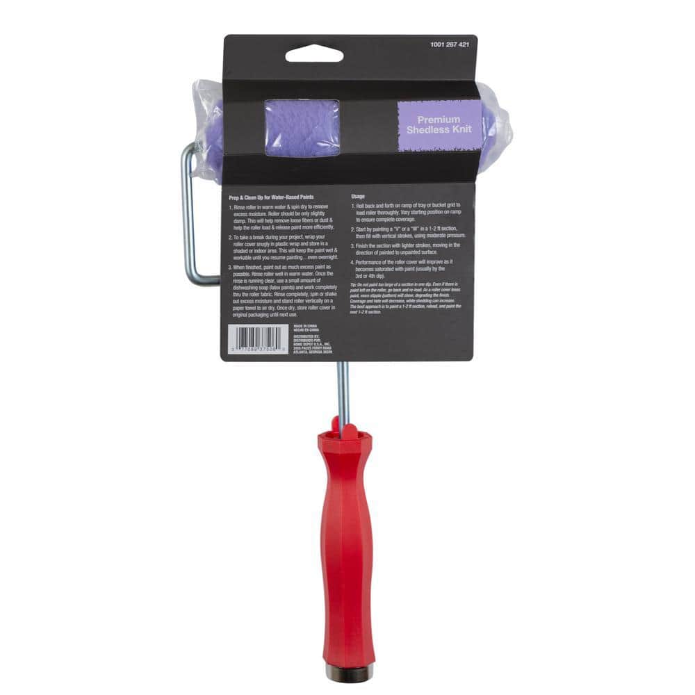 PRIVATE BRAND UNBRANDED Premium 6 in. x 3/4 in. High Capacity Purple Knit Mini Paint Roller Cover with Frame (3)