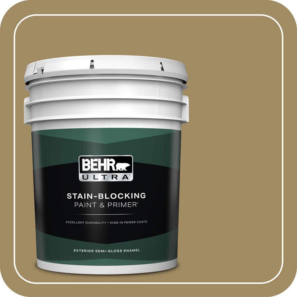 BEHR ULTRA 5 gal. #S320-6 Garden Salt Green Semi-Gloss Enamel Exterior Paint & Primer