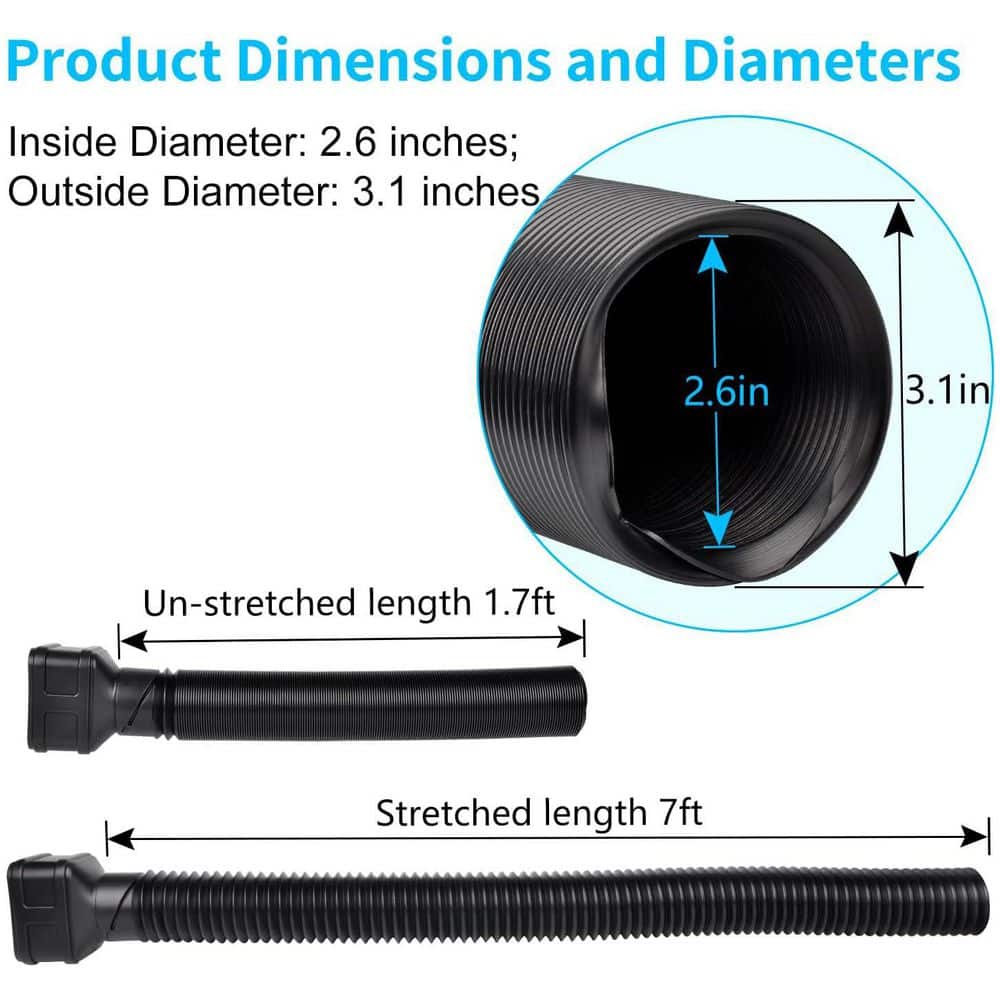 Unbranded 7 ft. Plastic Black Flexible Downspout Extension Pipe for 2 x 3 and 3 x 4 Downspouts w/Adapters Drain Rainwater 1-Pack (2)
