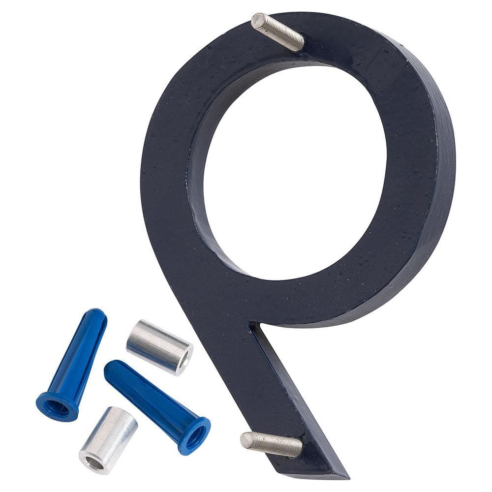 Montague Metal Products 10 in. Satin Nickel/Navy 2-Tone Aluminum Floating or Flat Modern House Numbers 0-9 - 9 (2)