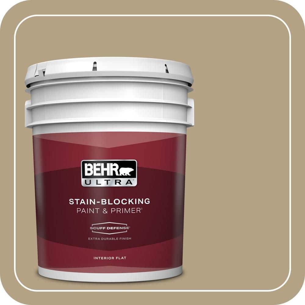 BEHR ULTRA 5 gal. #PPU8-07 Chamois Tan Extra Durable Flat Interior Paint & Primer