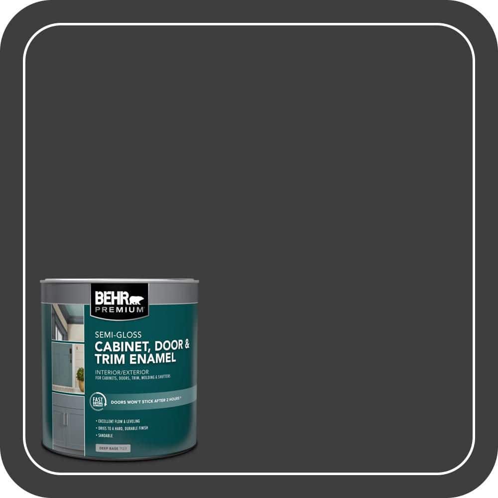 BEHR PREMIUM 1 qt. #N520-7 Carbon Semi-Gloss Enamel Interior/Exterior Cabinet, Door & Trim Paint