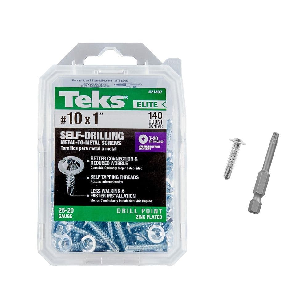 Teks #10 x 1 in. Star Drive Round Head Self Tapping Drill Point Elite Metal to Metal Screws (140-Pack)