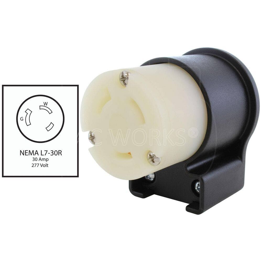 AC WORKS NEMA L7-30R 30A 277V 3-Prong Elbow Locking Female Connector with UL, C-UL Approval (2)