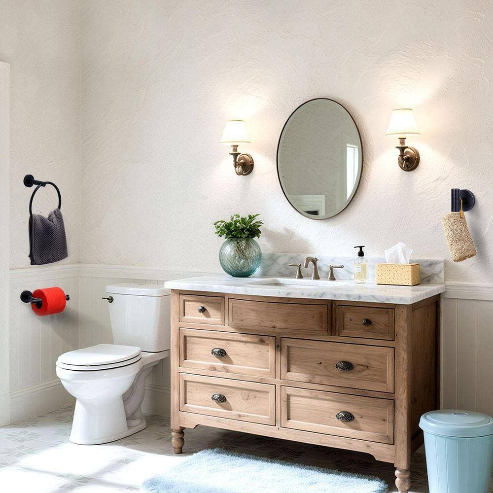 VEVETTA 3-Piece Bath Hardware Set with Mounting Hardware with Towel Ring, Toilet Paper Holder, Towel Hook (2)