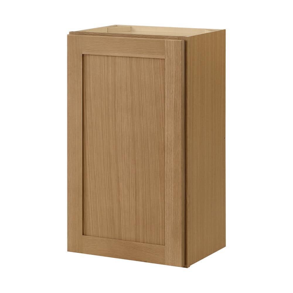 Hampton Bay Avondale 18 in. W x 12 in. D x 30 in. H Ready to Assemble Plywood Shaker Wall Kitchen Cabinet in White Oak