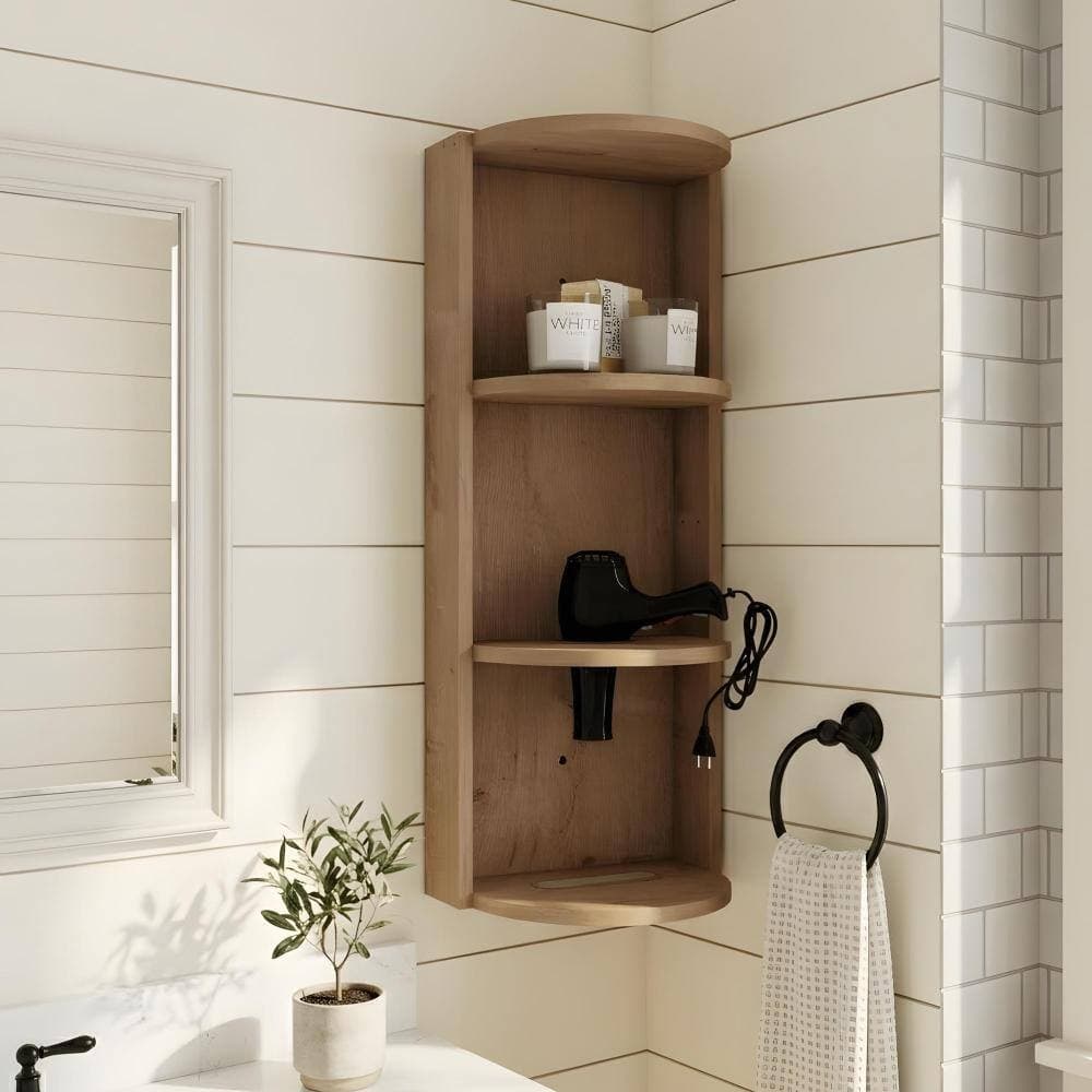 Zuvandra 11.81"W x 8.69"D x 29.5"H Plywood Bathroom Wall Cabinet in Imitative Oak (2)
