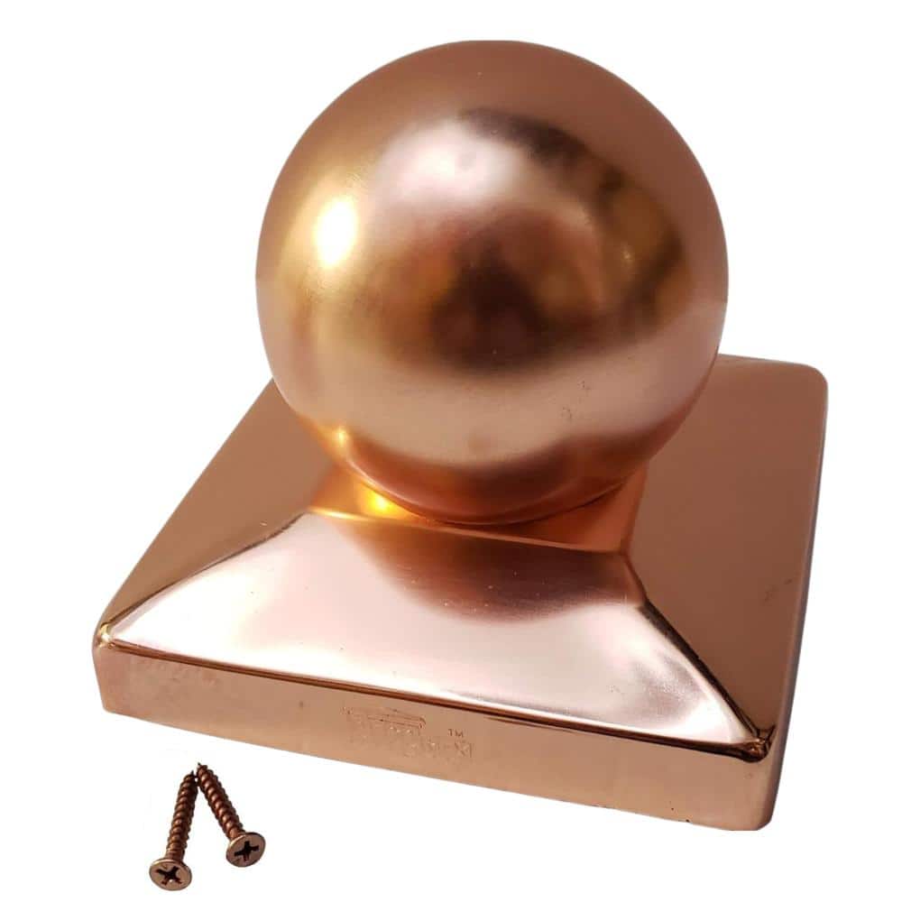 Decorex Hardware Solid Copper Ball Post Cap for 6×6 Wood Posts (5.5" × 5.5") – Heavy 20-Gauge Real Copper Fence & Deck